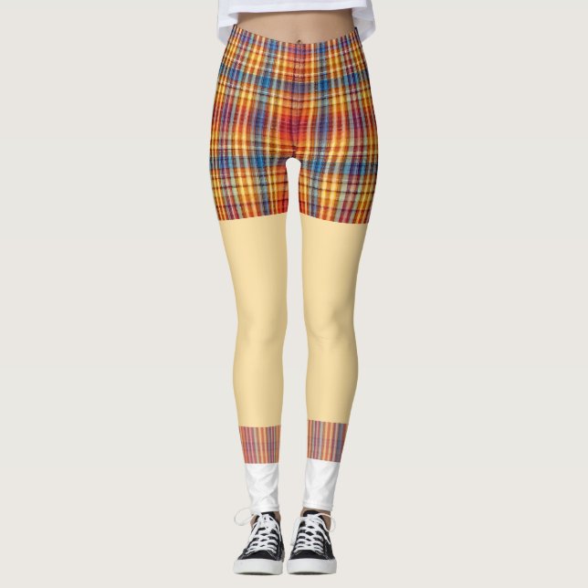 Funny golf kurze Socken karierte Muster Leggings (Vorderseite)