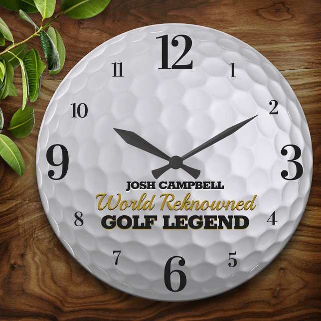 Funny Golf Legend Golf Ball Personalisiert Große Wanduhr (Von Creator hochgeladen)