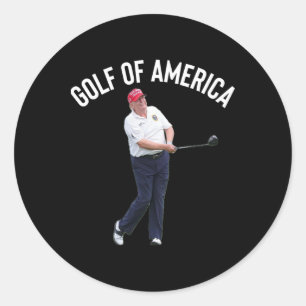 Funny Golf of America Donald Trump Pun Runder Aufkleber