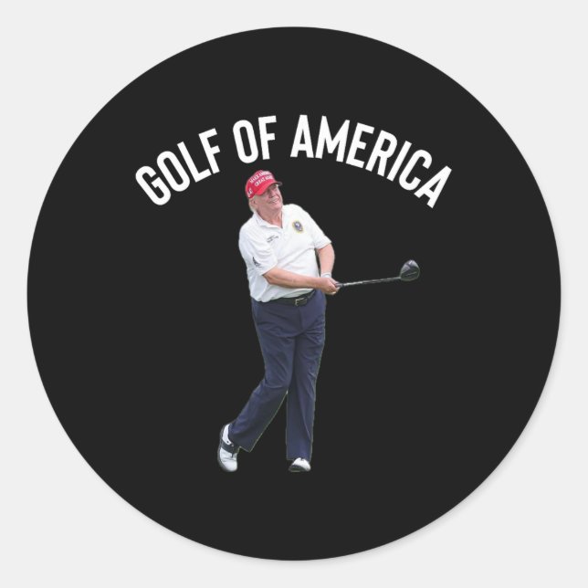 Funny Golf of America Donald Trump Pun Runder Aufkleber (Vorderseite)