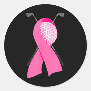Funny Golf Pink Ribbon Breast Cancer Awareness Sup Runder Aufkleber