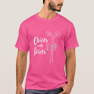 Funny Golf Shirt - Chicks mit Stöcken La