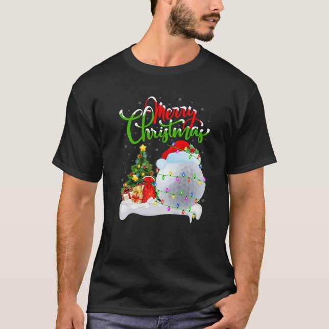 Funny Golf Sports Lover Xmas Lighting Golf Weihnac T-Shirt (Vorderseite)