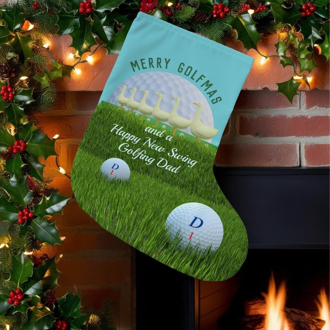 Funny Golf Theme Six Geese Weihnachts-Strumpf Kleiner Weihnachtsstrumpf (Merry Golfmas! There's 6 geese laying golf balls on this fun christmas stocking. Perfect for golfers)