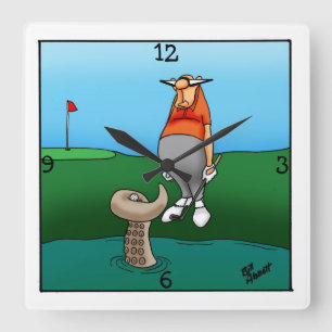 Funny Golf Theme Wall Clock Quadratische Wanduhr