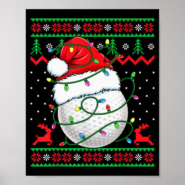 Funny Golf Ugly Christmas Sweater Womens Mens Golf Poster (Vorne)