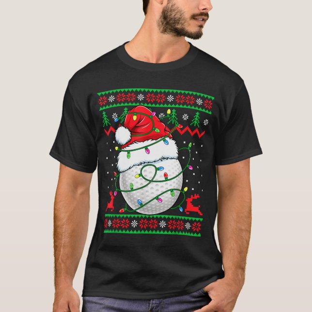 Funny Golf Ugly Christmas Sweater Womens Mens Golf T-Shirt (Vorderseite)