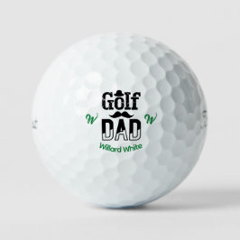 Funny Golf Vater mit Hut und Mustache Monogram Golfball