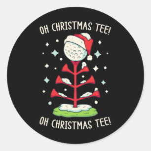 Funny Golf Weihnachts-Shirt Oh Weihnachten T-Shirt Runder Aufkleber
