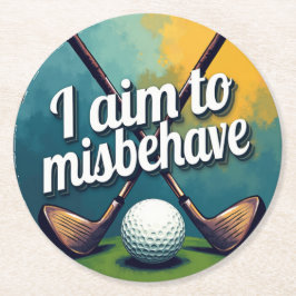 Funny Golf Zitat mit Vintagem Stil Runder Pappuntersetzer