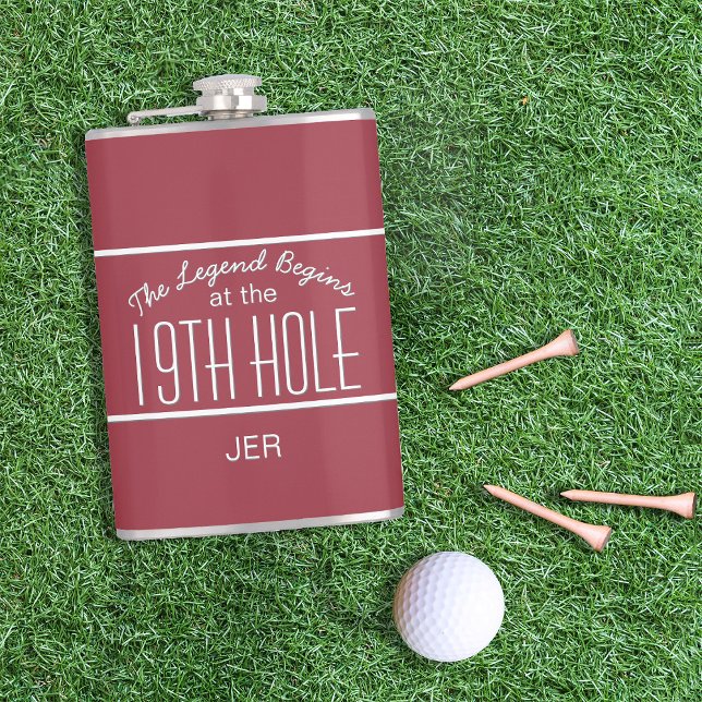 Funny Golfer 19. Loch Mit Monogramm Initialen Flachmann (Von Creator hochgeladen)