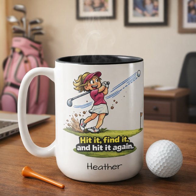 Funny Golfer Girl Fairway Fun Mug Zweifarbige Tasse (Von Creator hochgeladen)