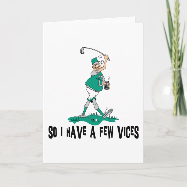 Funny Golfer mit Gewächsen Feiertagskarte (Vorderseite)
