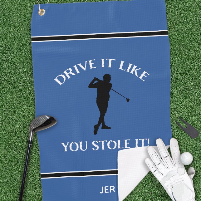 Funny Golfer Spaß für ihn Monogram Sports Blue Golfhandtuch (Funny Golfer Humor For Him Monogram Sports Blue Golf Towel)