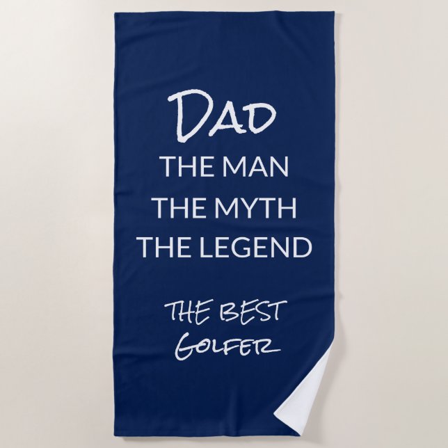 Funny Golfer Vater Navy Blue Custom Strandtuch (Vorderseite)