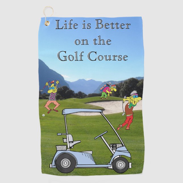 Funny Golfers und Golf Cart Handtuch (Vorderseite)