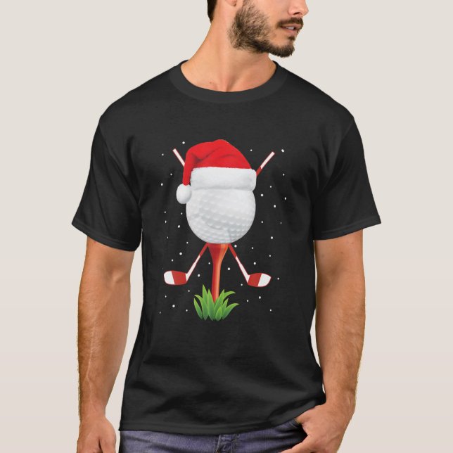 Funny Golfing Christmas Santa Golf Ball Player T-Shirt (Vorderseite)