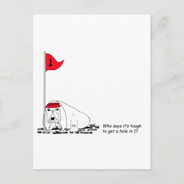Funny Golfing Dog Postcard Postkarte (Vorderseite)