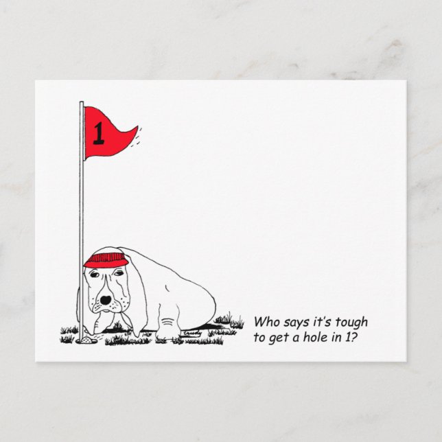 Funny Golfing Dog Postcard Postkarte (Vorderseite)