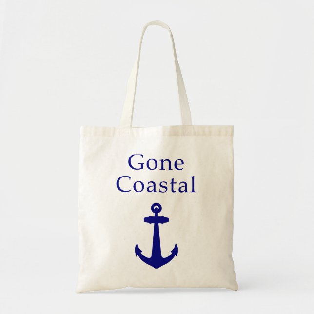 Funny Gone Coastal Nautical Blue Anchor Tragetasche (Vorne)