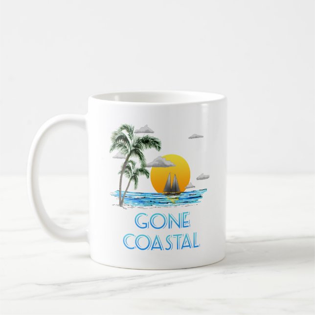 Funny Gone Coastal Nautical Sailing Sunset Kaffeetasse (Links)