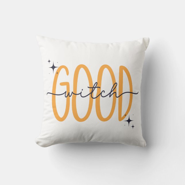 Funny Good Hexe Modernes Halloween Orange Black Kissen (Vorderseite)
