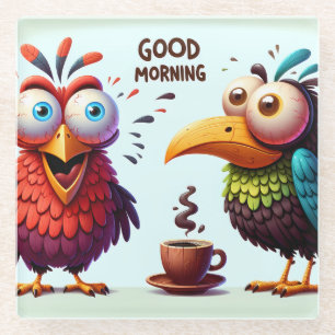 Funny Good Morning Bird Glasuntersetzer
