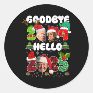 Funny Goodbye 2024 Hello 2025 Funny Kamala Trump P Runder Aufkleber