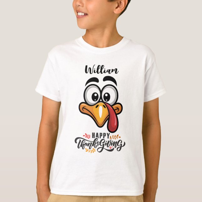 Funny Goofy Turkey konfrontiert Personalisierten C T-Shirt (Vorderseite)