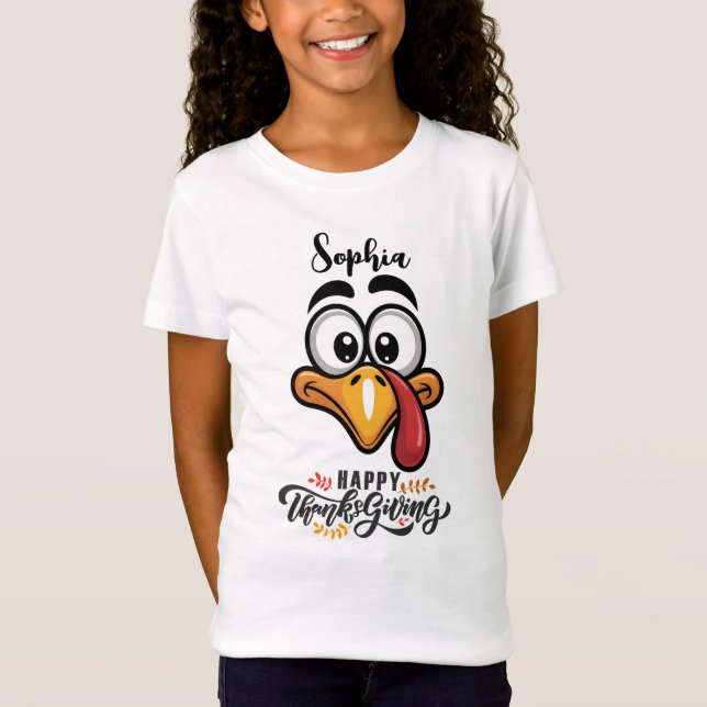 Funny Goofy Turkey konfrontiert Personalisierten C T-Shirt (Vorderseite)