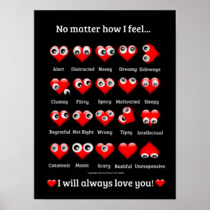 Funny Googly Eyes, Valentine Hearts, ich Liebe Sie Poster