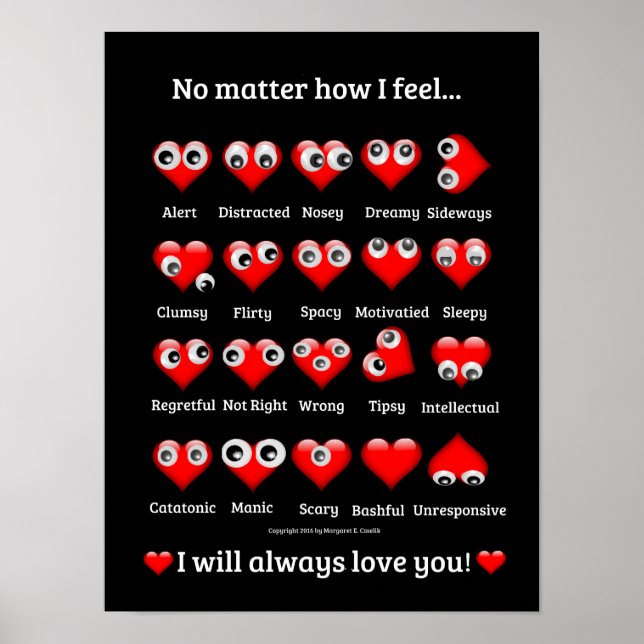 Funny Googly Eyes, Valentine Hearts, ich Liebe Sie Poster (Vorne)