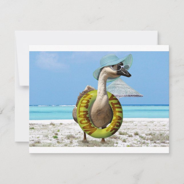 Funny Goose am Strand Einladung (Vorderseite)