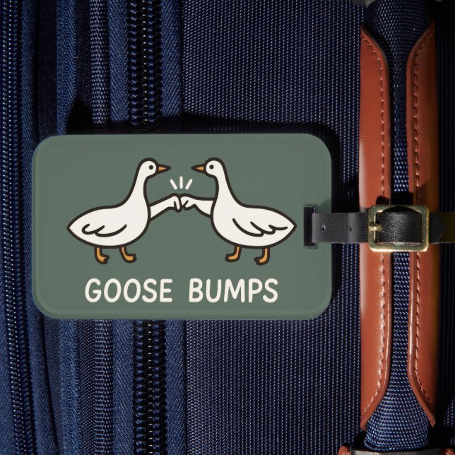Funny Goose Bumps Cartoon | Faustgeflügel Gepäckanhänger (Vorderseite Insitu 4)