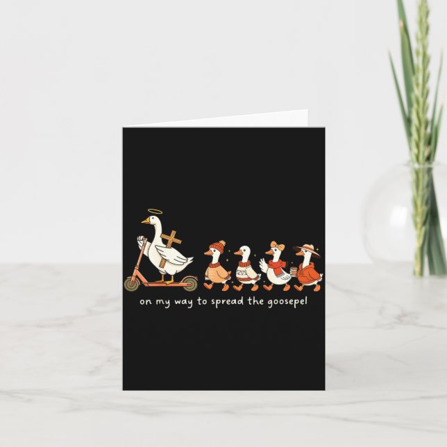 Funny Goose Fall Christian On My Way To Spread Goo Karte (Vorderseite)