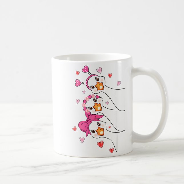 Funny Goose Happy Valentine Goose Cute Heart Lover Kaffeetasse (Rechts)