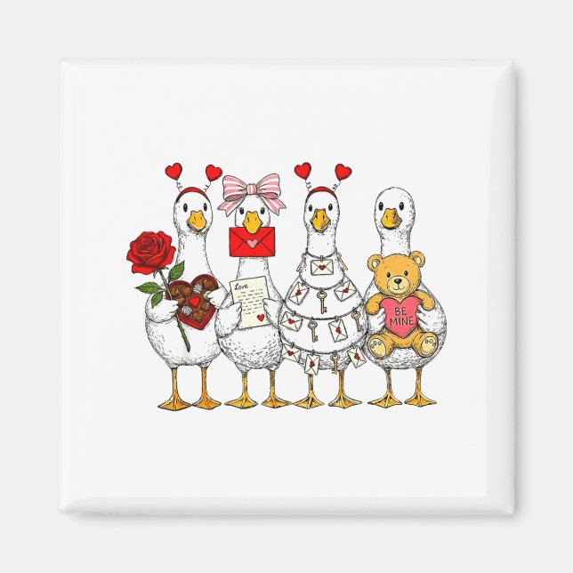 Funny Goose Happy Valentine Goose Cute Heart Lover Magnet (Vorne)