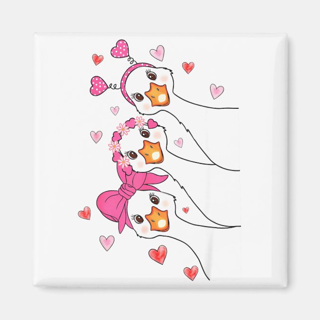 Funny Goose Happy Valentine Goose Cute Heart Lover Magnet (Vorne)