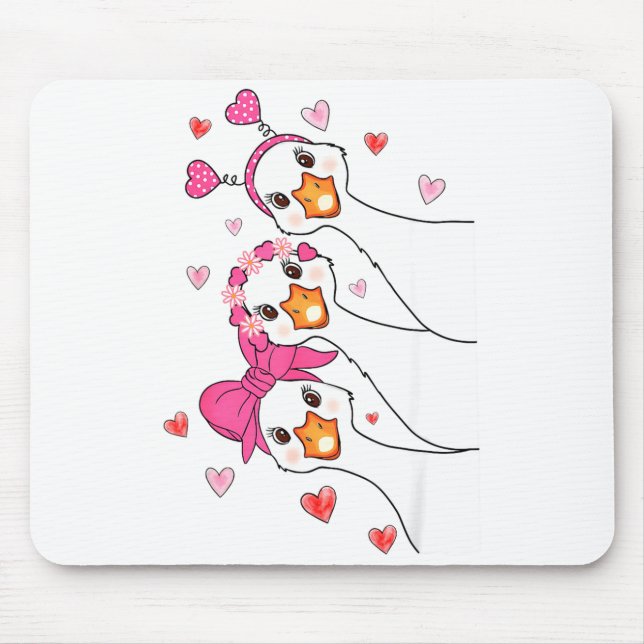 Funny Goose Happy Valentine Goose Cute Heart Lover Mousepad (Vorne)
