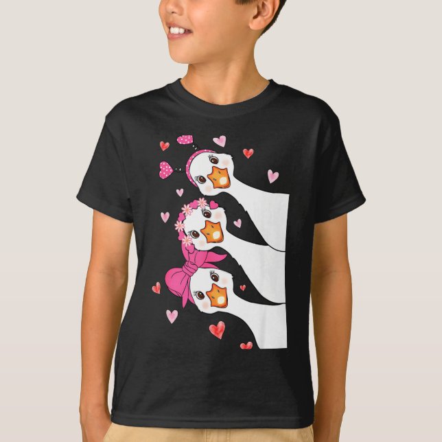 Funny Goose Happy Valentine Goose Cute Heart Lover T-Shirt (Vorderseite)