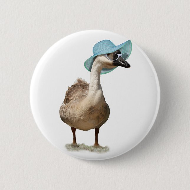 Funny Goose mit Summer Hat Button (Vorderseite)