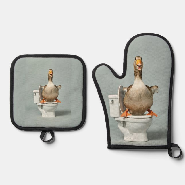Funny Goose Ofenhandschuh & Topflappen-Set (Vorderseite)