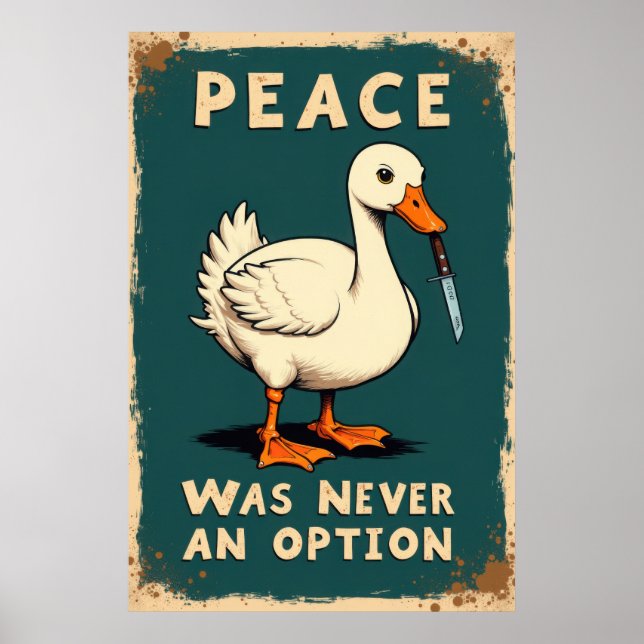 Funny goose with a knife illustration poster (Vorne)