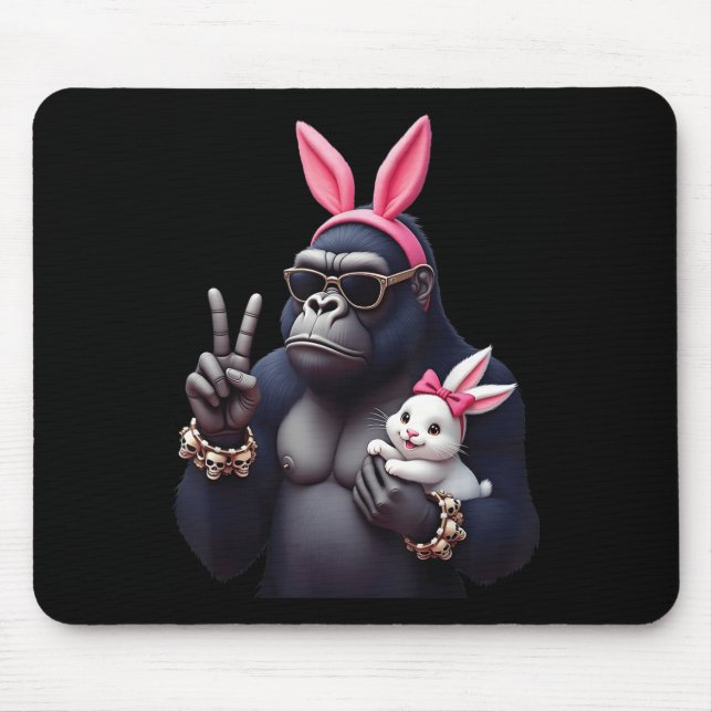 Funny Gorilla Bunny Cool Ostern, Niedlich & amp; E Mousepad (Vorne)