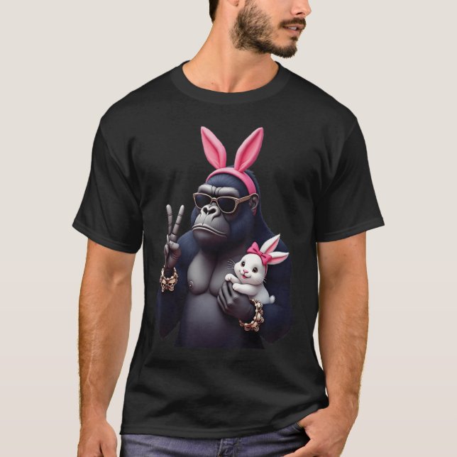 Funny Gorilla Bunny Cool Ostern, Niedlich & amp; E T-Shirt (Vorderseite)
