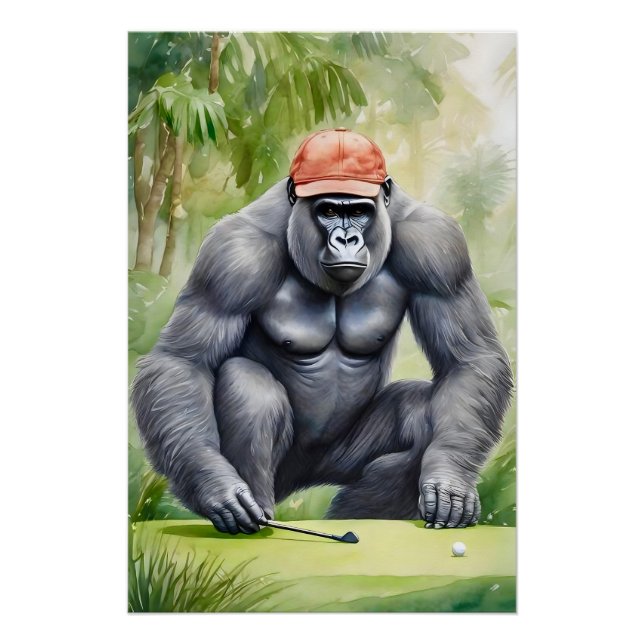 Funny Gorilla Club Golf spielen Poster (Vorderseite)