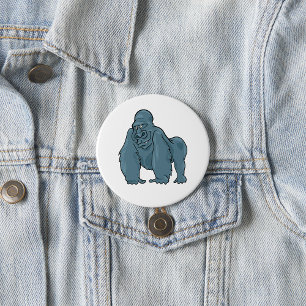 Funny Gorilla Cool Blue Ape Tierdesign Button