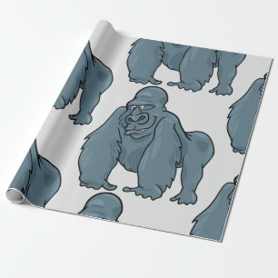Funny Gorilla Cool Blue Ape Tierdesign Geschenkpapier