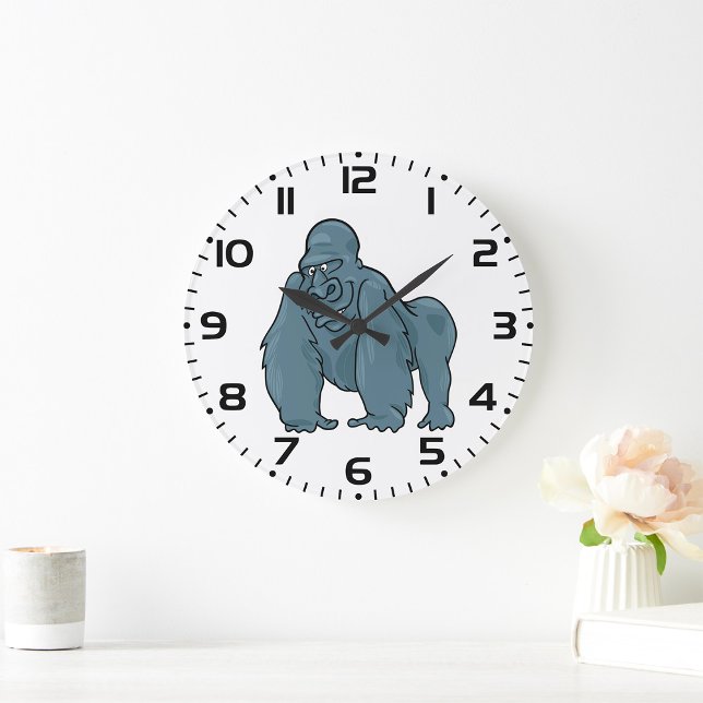 Funny Gorilla Cool Blue Ape Tierdesign Große Wanduhr (Von Creator hochgeladen)