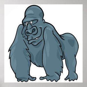 Funny Gorilla Cool Blue Ape Tierdesign Poster